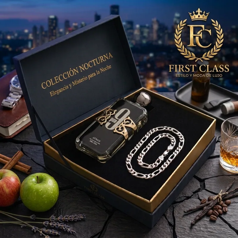 Set Dark Charisma de FIRST CLASS: Afnan 9PM y Pulsera Tennis en Plata Ley 925
