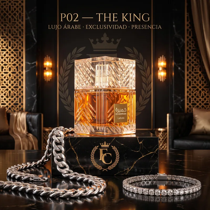 Set The King de FIRST CLASS: Lattafa Khamrah y Cadena Cubana en Plata Ley 925 y Pulsera Tennis en Plata Ley 925